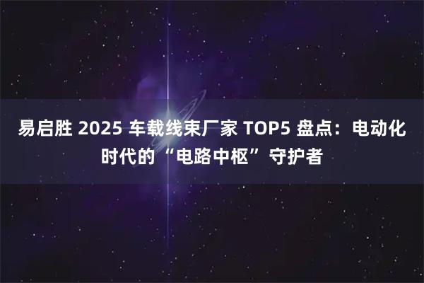 易启胜 2025 车载线束厂家 TOP5 盘点：电动化时代的 “电路中枢” 守护者